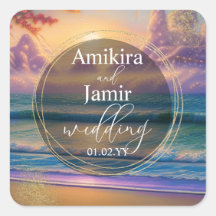 Vibrant Beach Background Faux Glitter Weddenschap