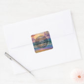 Vibrant Beach Background Faux Glitter Weddenschap Vierkante Sticker (Envelop)