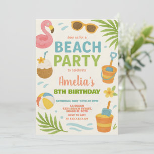 Vibrant Beach Verjaardag Uitnodiging & Decor voor 
