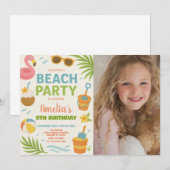 Vibrant Beach Verjaardag Uitnodiging & Decor voor  (Voorkant / Achterkant)