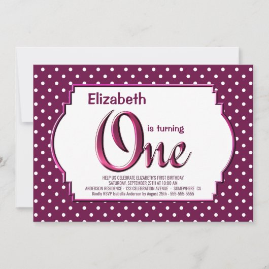 Vibrant Berry Red Polka Dot 1e verjaardag Kaart (Voorkant)