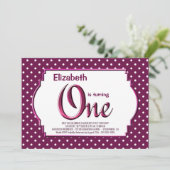 Vibrant Berry Red Polka Dot 1e verjaardag Kaart (Staand voorkant)