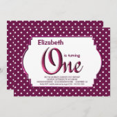 Vibrant Berry Red Polka Dot 1e verjaardag Kaart (Voorkant / Achterkant)