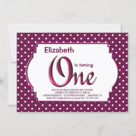 Vibrant Berry Red Polka Dot 1e verjaardag Kaart