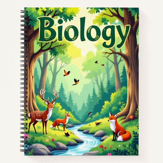Vibrant Biology Forest Animals Notebook - Personal Notitieboek (Voorkant)