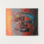 Vibrant Bird Feathers Oranje Turquoise Southwest Wandkleed (Voorkant (horizontaal))