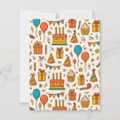 Vibrant Birthday Party Seamless Pattern Aankondiging (Voorkant)