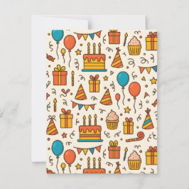 Vibrant Birthday Party Seamless Pattern Aankondiging
