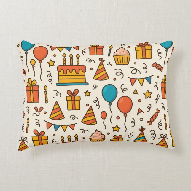Vibrant Birthday Party Seamless Pattern Accent Kussen (Voorkant)
