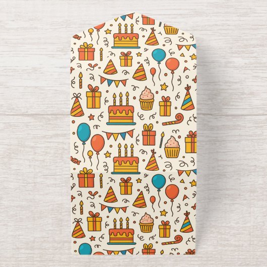 Vibrant Birthday Party Seamless Pattern All In One Uitnodiging (Buiten)