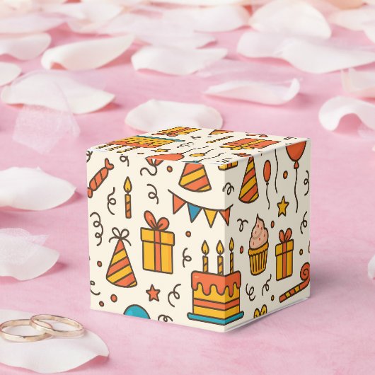 Vibrant Birthday Party Seamless Pattern Bedankdoosjes (Huwelijk)