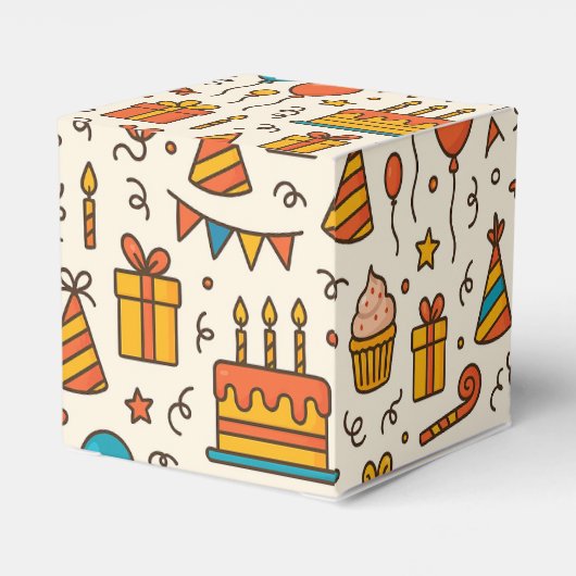 Vibrant Birthday Party Seamless Pattern Bedankdoosjes (Achterkant)