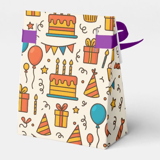 Vibrant Birthday Party Seamless Pattern Bedankdoosjes (Achterkant)