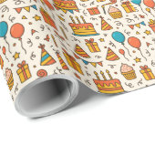 Vibrant Birthday Party Seamless Pattern Cadeaupapier (Rol Hoek)