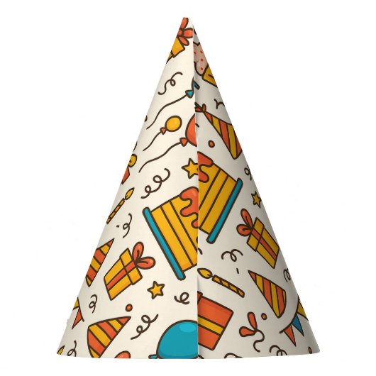 Vibrant Birthday Party Seamless Pattern Feesthoedjes (Achterkant)