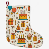 Vibrant Birthday Party Seamless Pattern Grote Kerstsok (Voorkant)