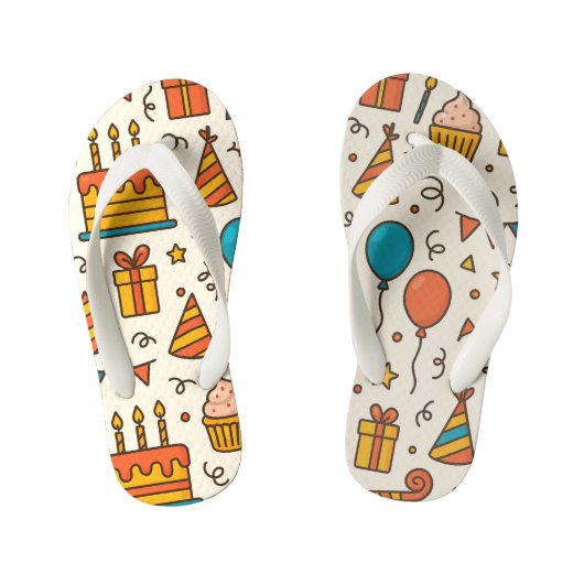 Vibrant Birthday Party Seamless Pattern Kinder Teenslippers (Voetbed)