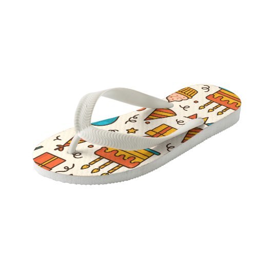 Vibrant Birthday Party Seamless Pattern Kinder Teenslippers (Schuin)