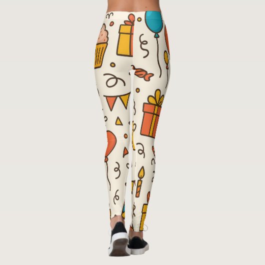 Vibrant Birthday Party Seamless Pattern Leggings (Achterkant)