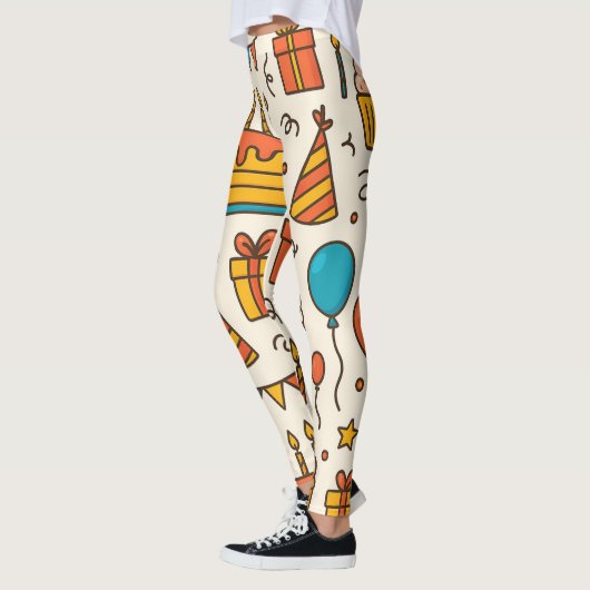Vibrant Birthday Party Seamless Pattern Leggings (Links)