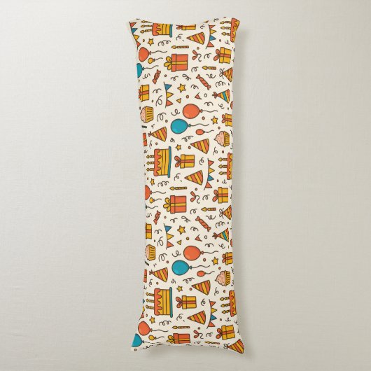 Vibrant Birthday Party Seamless Pattern Lichaamskussen (Voorkant Verticaal)