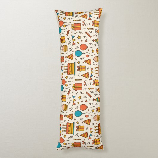 Vibrant Birthday Party Seamless Pattern Lichaamskussen (Achterkant (Verticaal))