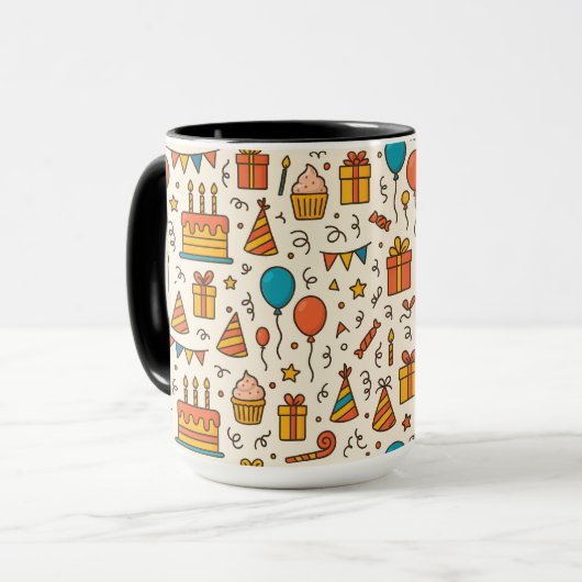 Vibrant Birthday Party Seamless Pattern Mok (Voorkant links)