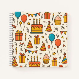 Vibrant Birthday Party Seamless Pattern Notitieboek