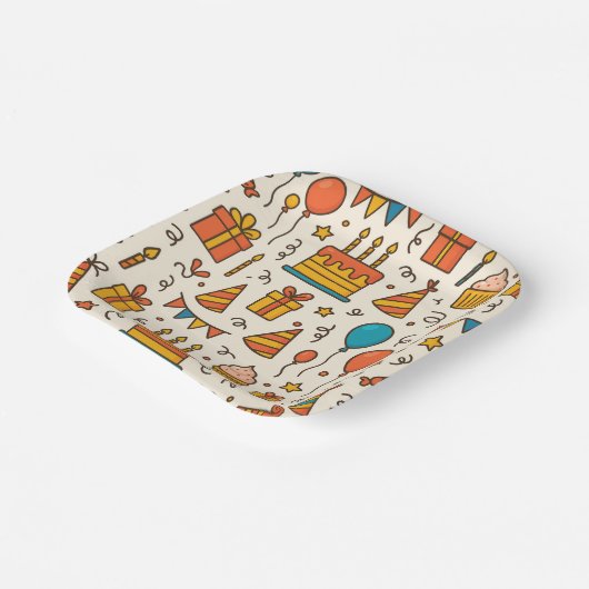 Vibrant Birthday Party Seamless Pattern Papieren Bordje (Gebogen)