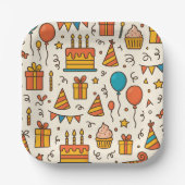 Vibrant Birthday Party Seamless Pattern Papieren Bordje (Voorkant)
