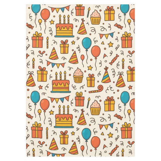 Vibrant Birthday Party Seamless Pattern Tafelkleed (Voorkant)