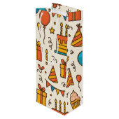Vibrant Birthday Party Seamless Pattern Wijn Cadeautas (Achterkant Gekanteld)
