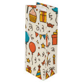 Vibrant Birthday Party Seamless Pattern Wijn Cadeautas (Voorkant Gekanteld)