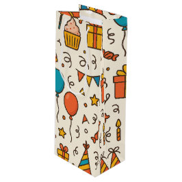 Vibrant Birthday Party Seamless Pattern Wijn Cadeautas