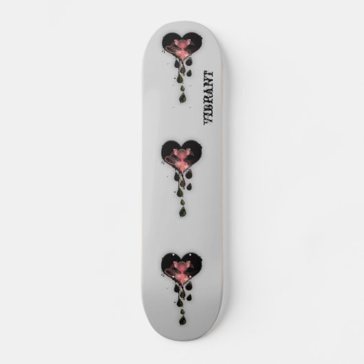 VIBRANT Black & Pink Heart Design Girls Skateboard (Voorkant)