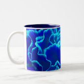 Vibrant blauw en Blauwgroen anjerventiel Tweekleurige Koffiemok (Links)