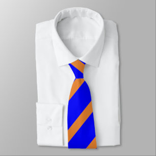 Vibrant blauw en Oranje Stripe patroon Stropdas