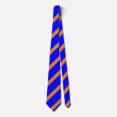 Vibrant blauw en Oranje Stripe patroon Stropdas (Voorkant)