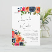 Vibrant Blauw Oranje Rood Botanisch Kaart (Staand voorkant)