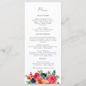 Vibrant Blauw Oranje Rood Botanisch Menu (Voorkant)