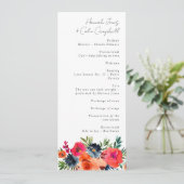 Vibrant Blauw Oranje Rood Botanisch Programmakaart (Staand voorkant)