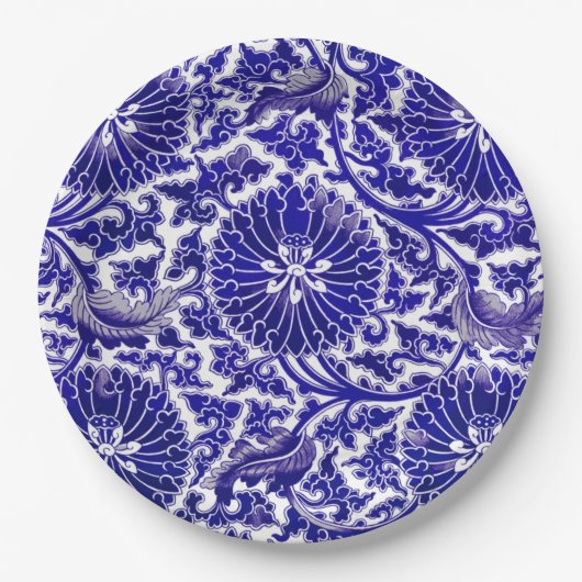 Vibrant blauw sierdesign papieren bordje (Voorkant)