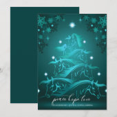 Vibrant Blauwgroen blauw Abstract kerstpaard Feestdagenkaart (Voorkant / Achterkant)