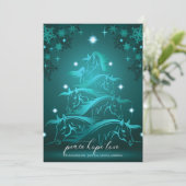 Vibrant Blauwgroen blauw Abstract kerstpaard Feestdagenkaart (Staand voorkant)