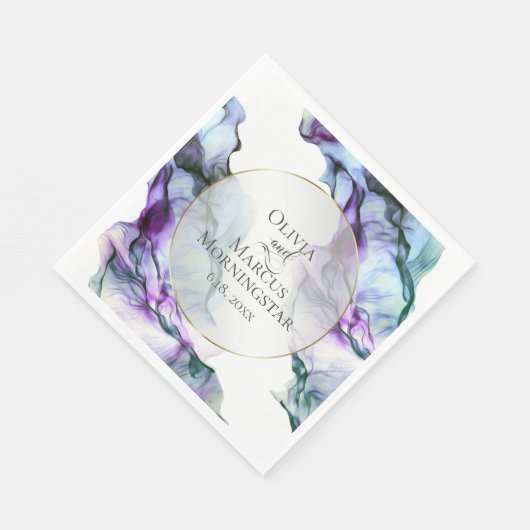 Vibrant Blauwgroen Indigo Abstracte Waterverf Inkt Servet (Hoek)