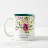 Vibrant Bloom | Aangepersonaliseerde Waterverf Flo Tweekleurige Koffiemok (Links)