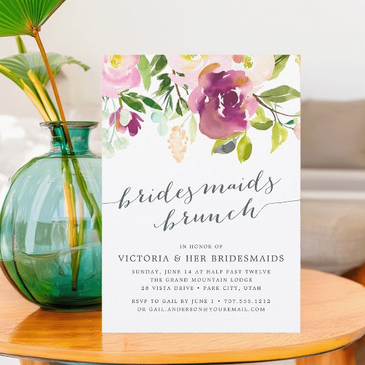 Vibrant Bloom Bridesmaids Brunch Invitation Kaart