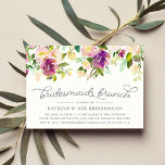 Vibrant Bloom Bridesmaids Brunch Invitation Kaart<br><div class="desc">Kies deze prachtige bruidsmeisjes voor de grote dag uit hun uitnodigingen om uw meest naaste vertrouwelingen te vieren. Het moderne florale ontwerp van de waterverf biedt een bovengrens aan rozen en pinda's in violet paars, wazig roze en groen met decoratieve typografische accenten en rokerblauwe grijze letters. Pas uw gewenste bruidsmaïden...</div>