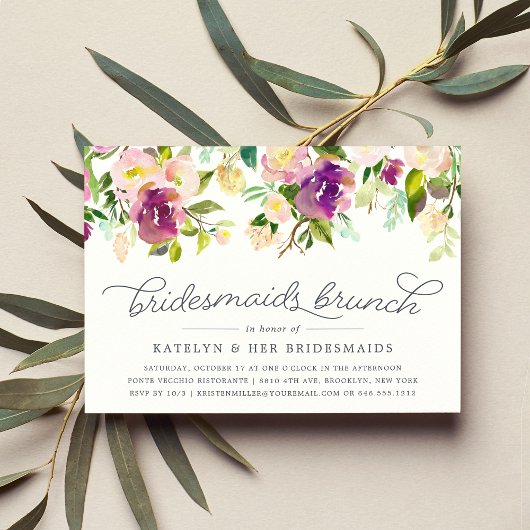 Vibrant Bloom Bridesmaids Brunch Invitation Kaart