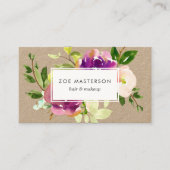 Vibrant Bloom Floral Kraft Visitekaartje (Voorkant)